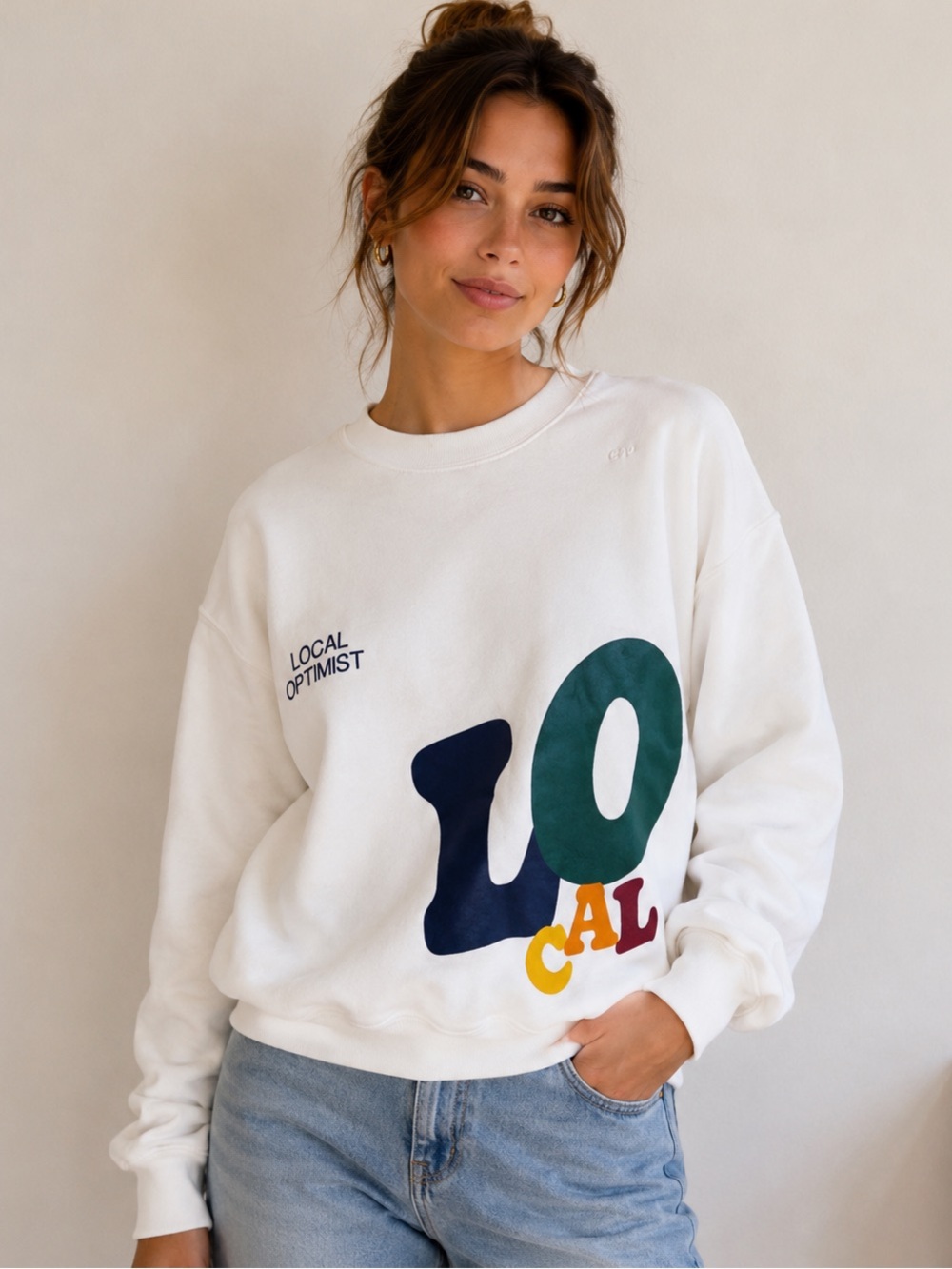 Madhappy S White Graphic Crewneck Sweater Multicolor Lettering oversized